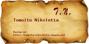 Tomsits Nikoletta névjegykártya